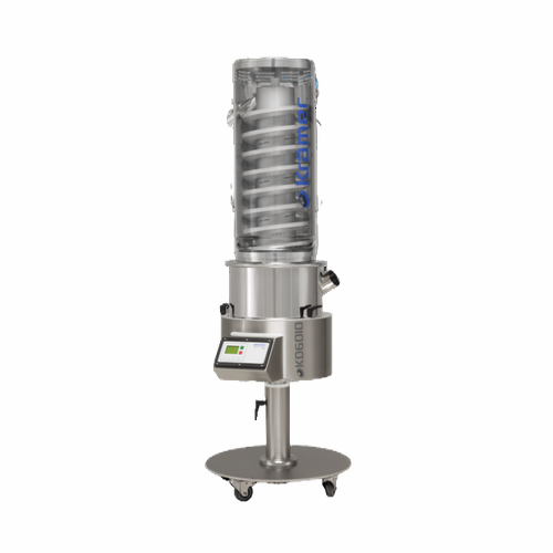 Tablet deduster with upward conveying