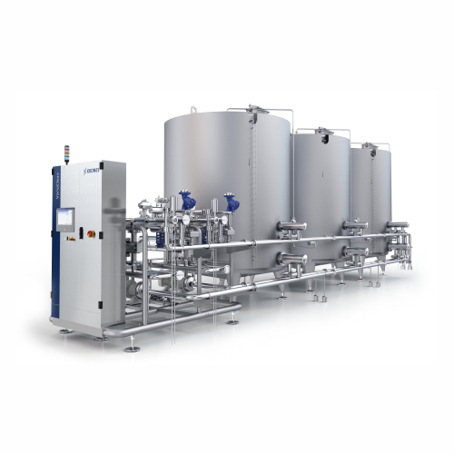 Cip system for cleaning bottling lines and processing sections