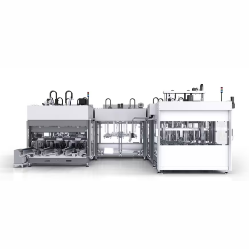 Flexible packaging line for beverage production