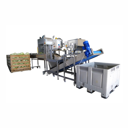 Automatic cabbage processing line for industrial shredding