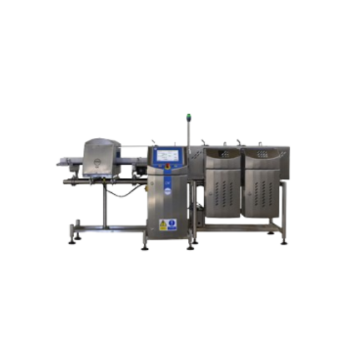 Metal detector checkweigher combination system for food products