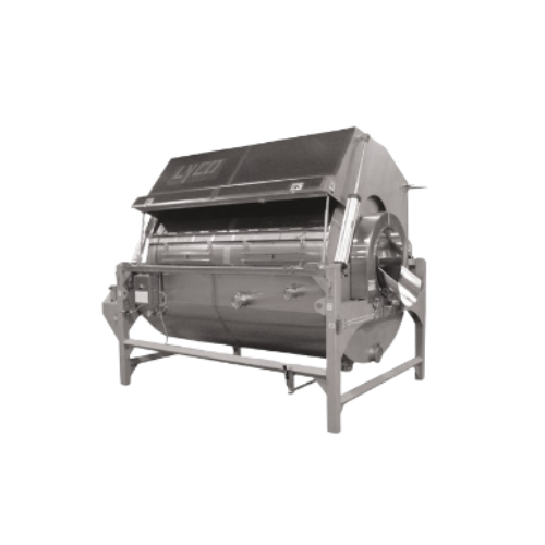 Rotary drum blancher for vegetables