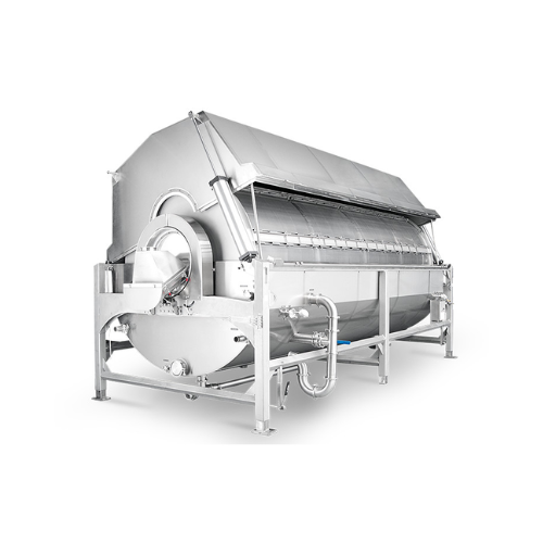 Continuous steam blancher for vegetables