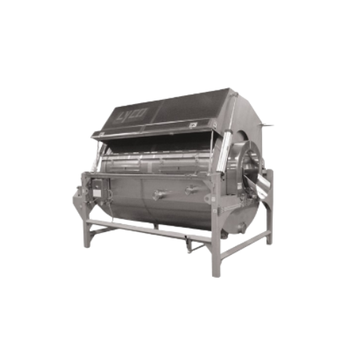 Rotary drum blancher for industrial food processing