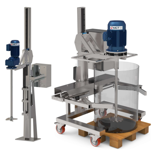 Pneumatic and electric lift for industrial mixing tanks