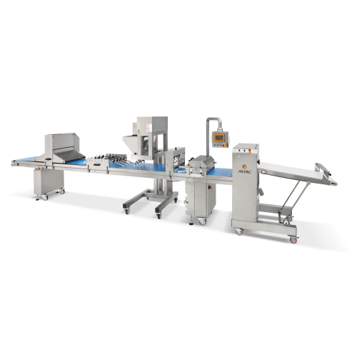 Compact pastry kneading line