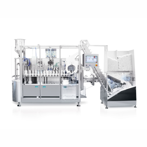 Automatic tube filling and closing for metal, plastic, and laminate tubes
