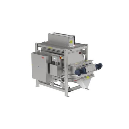 Flake ice weighing and batching system for dough processing