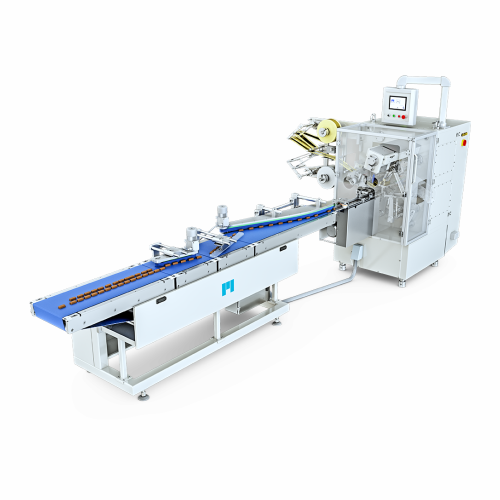 Chocolate wrapping machine for confectionery production