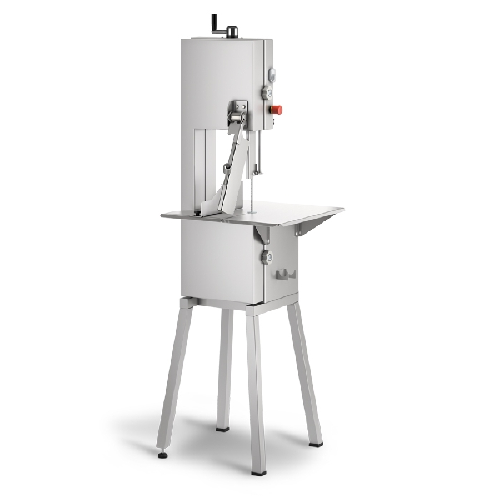 Stainless steel bone saw with basis for meat processing