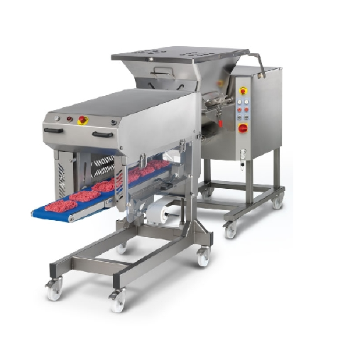 Meat portioning line for minced meat
