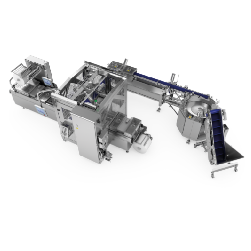 Centrifuge feeder for sausage production lines