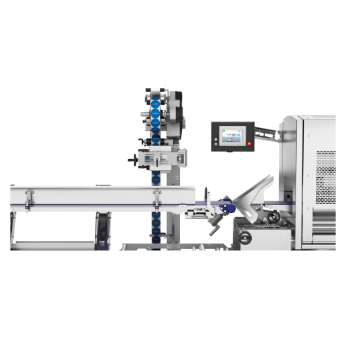 Label dispenser integration for packaging lines