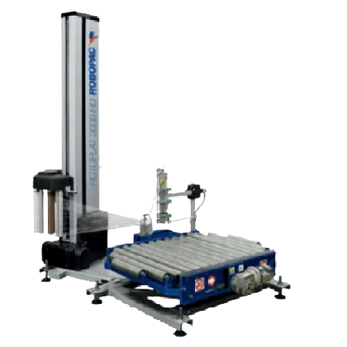 Fully automatic rotating table wrapper for pallet stabilization