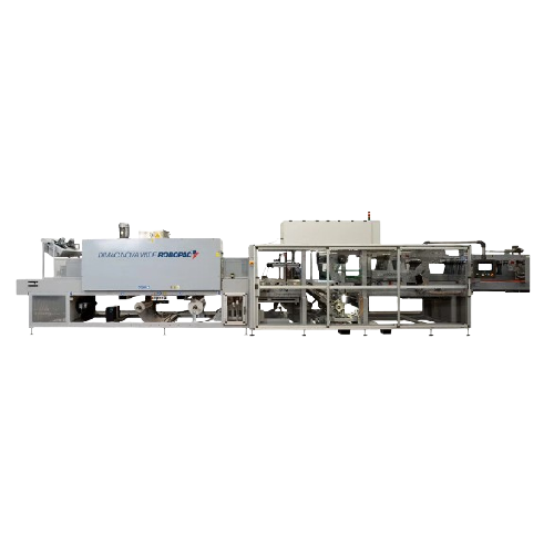 Shrink wrapping solution for high capacity beverage and dairy bundles