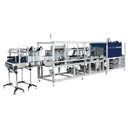 Compact shrink wrapper for medium-speed productions