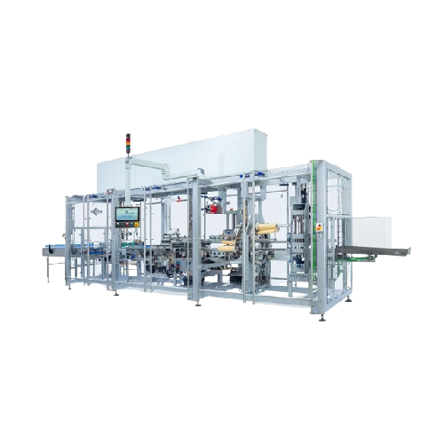 Horizontal stretch-film wrapping system for frozen food