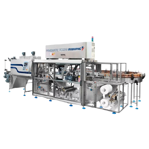 Medium-speed automatic shrink wrapping systems for food and dairy