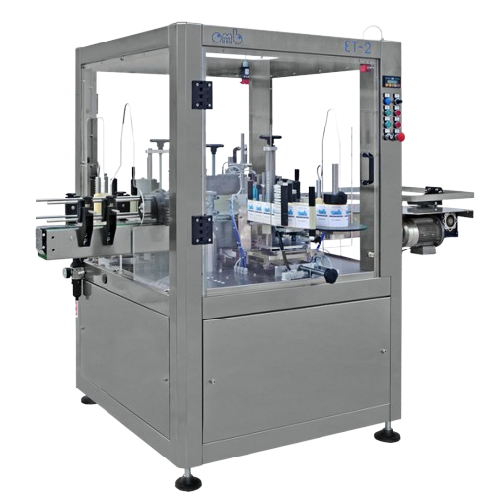 Automatic labelling system for champagne bottles