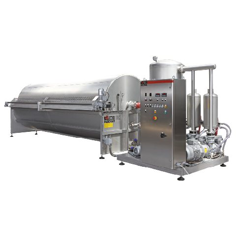 Rotary drum vacuum filter for wine lees