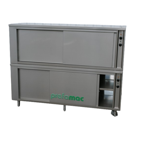 Double heating cabinet for melting and preheating chocolate
