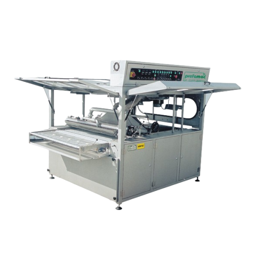 Industrial chocolate enrobing system for biscuits and fillings