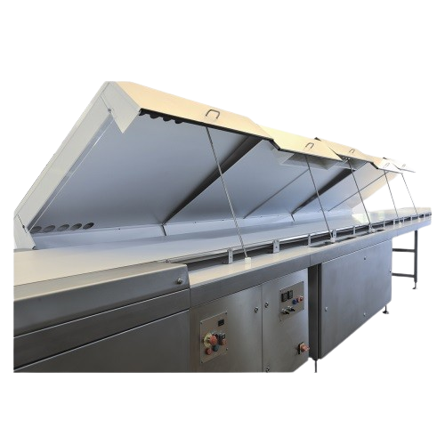 Continuous cooler for biscuits and chocolates