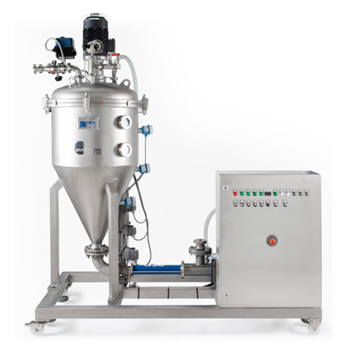 Vacuum de-aeration unit for liquid to pasty products