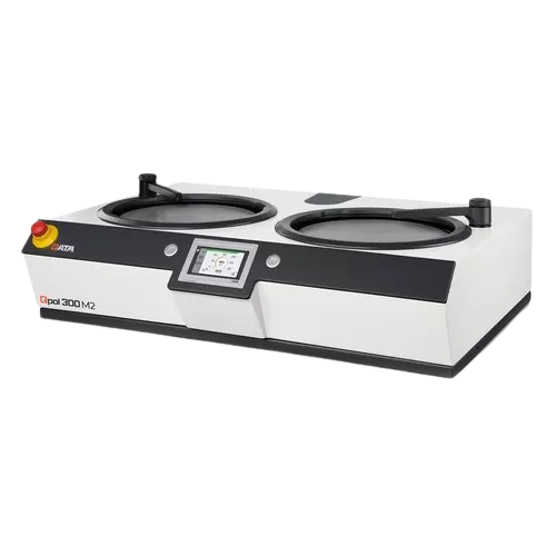 Manual twin wheel grinder for metallographic sample preparation