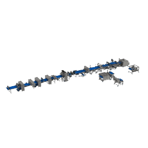 Universal pastry production line for industrial baking