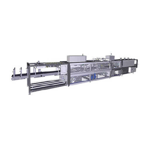 Combined packers with in-line infeed for plastic and glass containers