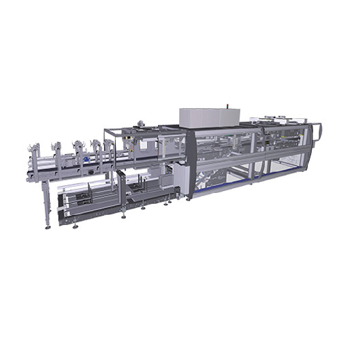 In-line infeed wrap-around case packer