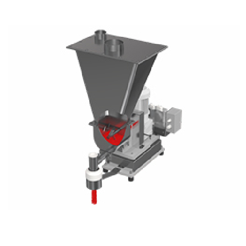 Single screw batch feeder with stirring agitator for powders and pellets