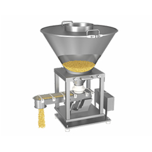 Vibrating tray loss-in-weight feeder for grained ingredients