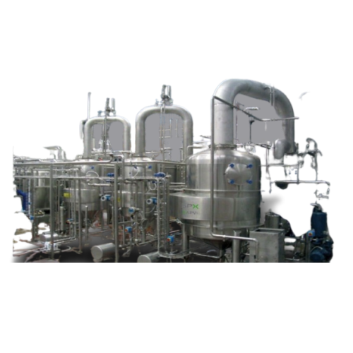Rising/falling film plate evaporator for heat sensitive products