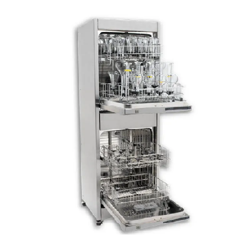Vertical glassware washer for laboratory use