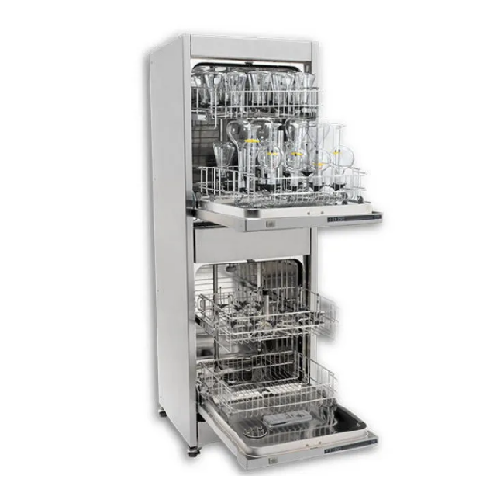Vertical space-saving glassware washer