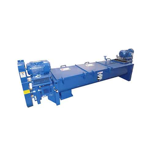 Pugmill continuous mixer for hard-to-handle materials