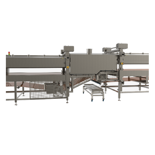 Continuous steam cooking and cooling for fish processing