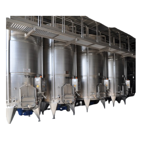 Vertical fermentation tanks for winemaking