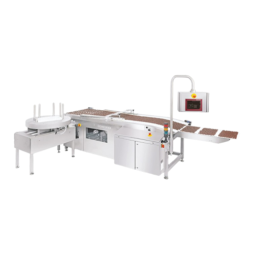 Praline and bar product take-off system