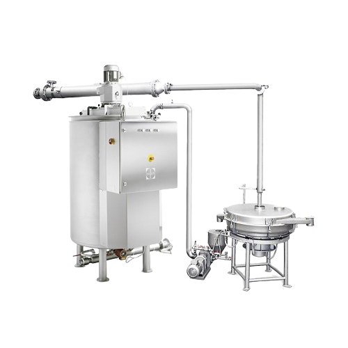Sieving system for chocolate processing
