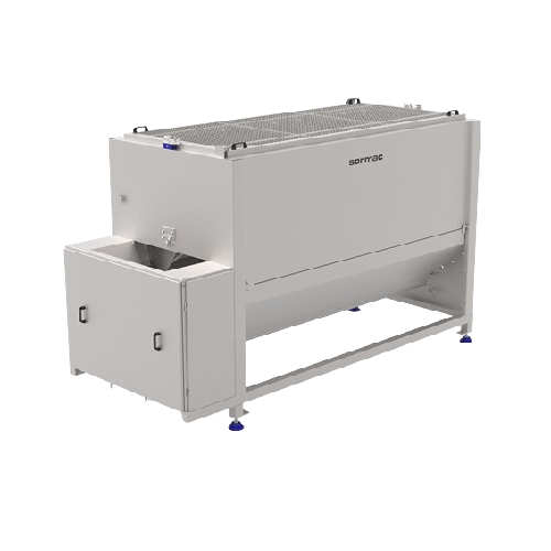 Continuous roller peeler for root vegetables
