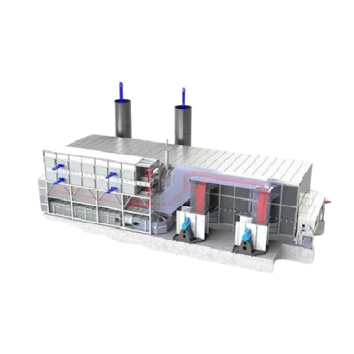 Low-emission belt dryer for timber industry