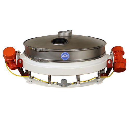 Low profile flow-thru separator for wet or dry scalping