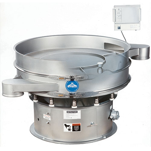 Ultrasonic round vibratory separator for fine powders