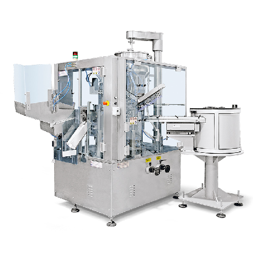 Semi-automatic mascara bottle filling and capping
