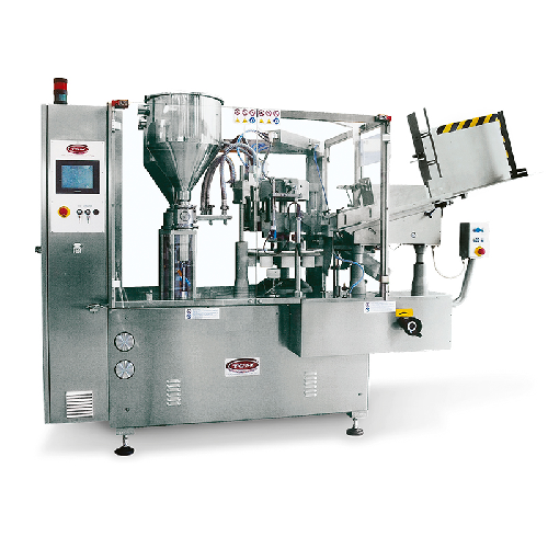Automatic tube filler for multi-color coextruded products