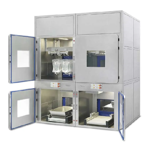 Bio-decontamination pass-through hatch for aseptic facilities