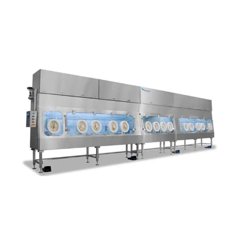 Two lyophiliser unloading isolators for hygroscopic products